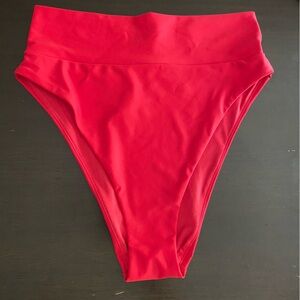 Aerie Bright Red High Waisted Swimwear Bikini Bottoms NWT Medium